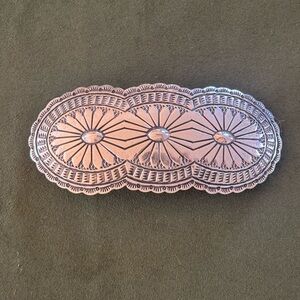 Vintage Navajo, Sterling Silver Engraved Hair Barrette. Signed Harris Joe
